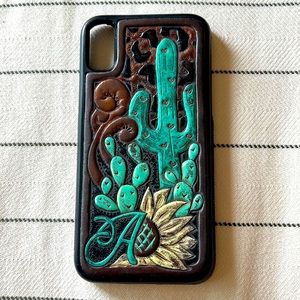 Custom Letter A leather IPhone XS phone case